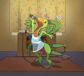 alcohol anthro balancing balls beer beverage bottomless clothed clothing controller curtains drinking_alcohol drinking_beer drunk electronics game_console game_controller game_screen gaming genitals green_body inside leaf leaf_hair leaf_tail magazine male pattern_clothing pattern_shirt pattern_topwear penis plant plant_hair plant_tail playing_video_game pseudo_hair roll_and_rocker shirt shirt_only solo striped_clothing striped_shirt striped_topwear stripes substance_intoxication tail topwear topwear_only argon_vile battletoads nintendo nintendo_entertainment_system pokemon rareware rolling_rock generation_3_pokemon grovyle pokemon_(species) hi_res