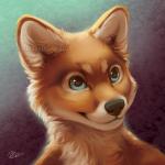 abstract_background ambiguous_gender anthro black_nose brown_body brown_fur fur nude smile solo tan_body tan_fur teal_eyes goldendruid canid canine canis domestic_dog mammal 1:1 2017 bust_portrait portrait watermark