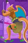 2_horns 5_fingers abdl anthro back_wings banknote banknote_in_diaper banknote_in_legband banknote_in_legwear banknote_on_floor bedroom_eyes big_butt big_diaper black_diaper black_fishnets black_legband blue_eyes blue_wings bodily_fluids brown_clothing brown_gloves brown_handwear butt butt_pose claws clothed clothing countershade_body countershade_tail countershade_torso countershading crop_top dancing detailed_background diaper diaper_fetish diaper_use feet finger_claws fingerless_gloves fingers fishnet_clothing fishnet_crop_top fishnet_topwear frilly frilly_diaper furgonomic_diaper furgonomic_topwear furgonomics genital_fluids gloves handwear horn humanoid_feet humanoid_hands leather leather_clothing leather_gloves leather_handwear legband looking_at_viewer male membrane_(anatomy) membranous_wings money money_in_diaper money_in_legband money_in_legwear money_on_floor muscular muscular_anthro muscular_male narrowed_eyes open_mouth open_smile orange_arms orange_back orange_body orange_face orange_feet orange_hands orange_legs orange_snout orange_tail orange_wings plantigrade pole pole_dancing pose proud purple_background rear_view sagging_diaper seductive sharp_teeth shirt side_view simple_background smile solo spotlight spotlight_beam stage stage_lights strip_club stripper stripper_pole swollen_diaper tail tan_body tan_tail teeth text three-quarter_view toe_claws topwear twerking unclean_diaper urine used_diaper wearing_diaper wet_diaper white_claws white_finger_claws white_toe_claws wings yellow_diaper_frill yellow_frill paddedwolfy nintendo pokemon baxter_blaze fan_character charizard draconic generation_1_pokemon pokemon_(species) reptile scalie absurd_res artist_name digital_drawing_(artwork) digital_media_(artwork) hi_res
