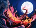 5_fingers ambiguous_gender anthro biped black_body black_skin duo feral fight fighting_pose fingers fire flaming_tail moon pose tail betel.gz nintendo pokemon ebony_(nyxcha) generation_6_pokemon generation_7_pokemon greninja pokemon_(species) salazzle scalie absurd_res hi_res female_(lore)
