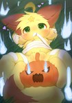 anthro bandage female genitals holidays jack-o'-lantern kemono pussy solo star young deaic halloween yuexiaoxin_(deaic) canid canine fox mammal will-o'-the-wisp hi_res