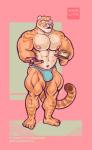 abs anthro areola big_muscles body_hair bulge chest_hair clothed clothing electronics eyewear game_console glasses huge_muscles hyper hyper_muscles male markings muscular muscular_anthro muscular_male nipples partially_clothed pecs simple_background solo thick_thighs topless underwear purrcules_(artist) nintendo nintendo_3ds nintendo_ds_family purrcules_(character) felid hybrid liger lion mammal pantherine tiger 2016 hi_res