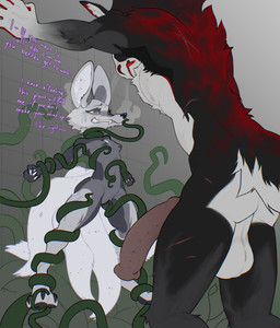animal_genitalia animal_penis anthro balls big_balls big_ears blowing_steam bodily_fluids breasts breath butt chest_fur dialogue dungeon duo equine_genitalia equine_penis erection eyelashes fangs female fist fluffy_ears furrowed_eyebrows genitals hidden_eyes knot knotted_penis leaning_on_wall looking_down looking_up looming_over male male/female mane markings multi_tail nervous nervous_look nervous_smile nipples panting pawpads penis plant restrained scar size_difference small_breasts smile smirk sparkles star_(marking) struggling sweat sweatdrop tail teasing teeth tentacles xonn bree_(xonn) hoshi_(xonn) canid canine deer fennec_fox fox mammal new_world_deer reindeer true_fox hi_res