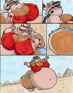anthro belly belly_expansion belt big_belly big_breasts black_hair body_expansion bottomwear breast_expansion breasts brown_body brown_eyes brown_fur building butt butt_expansion clothed clothing crop_top expansion female footwear fur gloves hair handwear huge_belly huge_breasts navel nipple_outline shirt shorts solo tan_body tan_fur teeth thick_thighs thigh_expansion topwear virus-20 june_coyote canid canine canis coyote mammal 2016 comic traditional_media_(artwork)