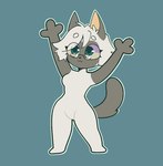 anthro eyewear featureless_crotch female glasses hair hands_up solo standing pamaht9 domestic_cat felid feline felis mammal ragdoll_cat spanish_description