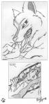 anthro anthrofied duo female larger_female licking male micro nude size_difference smaller_male teeth tongue tongue_out vore rena_ayama capcom clover_studio okami_(capcom) amaterasu_(okami) canid canine canis deity mammal wolf absurd_res comic hi_res monochrome