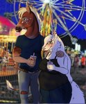 amusement_ride anthro arctic_wolf asinus canid canine canis donkey duo equid equine female ferris_wheel fur kita_(snowpupcreations) leroy_(allenh13) male male/female mammal snowpupcreations white_body white_fur wolf