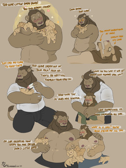 adult_focus after_birth age_difference ambiguous_gender anthro areola baby_bottle barazoku beard belly biceps blush bodily_fluids bottle bottomwear bulge claws clothed clothed/nude clothing collared_shirt container daddy_kink dialogue digit_ring directional_arrow dirty_talk drooling duo_focus eyebrows eyes_closed facial_hair flower fur group hair happy holding_character hug inbreeding incest_marriage jewelry love male male/male male_focus mane married_couple mature_anthro mature_male musclegut muscular muscular_anthro muscular_male narrowed_eyes navel neonate nipples nude open_mouth pants pecs plant ring romantic romantic_couple saliva shirt simple_background sitting size_difference smile sparkles standing tan_background tears text topless topless_anthro topless_male topwear tuft wedding_ring young melancholiclion diego_(melancholiclion) gael_(melancholiclion) felid lion mammal pantherine 2025 english_text hi_res multiple_scenes signature father_(lore) father_and_child_(lore) father_and_son_(lore) grandchild_(lore) grandfather_(lore) grandfather_and_grandchild_(lore) grandfather_and_grandson_(lore) grandparent_(lore) grandparent_and_grandchild_(lore) grandson_(lore) inbred_(lore) incest_(lore) parent_(lore) parent_and_child_(lore) parent_and_son_(lore) sibling_(lore) son_(lore)