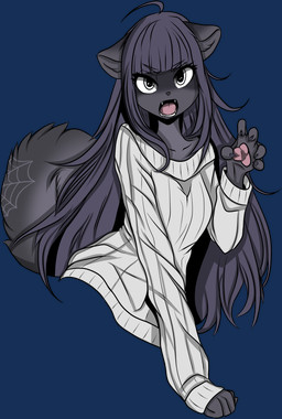 angry anthro bared_teeth claws clothing fangs female front_view fur open_mouth solo sweater teeth tongue topwear snowiefeather felid feline felis mammal alpha_channel hi_res