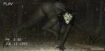 anthro big_butt black_body black_fur black_hair bone breasts butt female forest fur hair looking_at_viewer nude outside plant recording skull skull_head solo tree wide_stance sonazith scp_foundation scp-1471-a canid canine canis mammal wolf hi_res