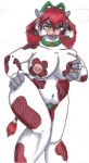 big_breasts breasts ear_piercing eyewear female fondling fur glasses hair hand_on_breast holding_breast mature_female navel nipple_piercing nipples piercing pink_tongue red_hair self_fondle slightly_chubby solo spots tongue irishneko bovid bovine cattle holstein_friesian_cattle mammal