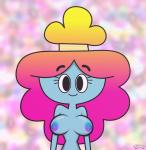 accessory blue_body blue_skin breasts eyelashes female gradient_hair hair hair_accessory hair_tie looking_at_viewer nipples not_furry nude smile solo darkdpx3 cartoon_network the_amazing_world_of_gumball rachel_wilson humanoid rainbow_lass digital_media_(artwork) hi_res young_(lore)