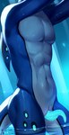 abs animal_genitalia animal_penis anthro biped blue_body blue_penis cetacean_genitalia cetacean_penis erection faceless faceless_anthro faceless_character faceless_male genital_slit genitals male navel partially_submerged penis prehensile_penis solo standing tapering_penis water wet white_body eerieeyes fish marine 2021 digital_media_(artwork) hi_res