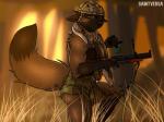 anthro bulge clothed clothing explosives forest grenade launcher male military mulitcam muscular muscular_anthro muscular_male plant solo tree weapon saintversa canid canine mammal hi_res