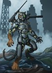 anthro armor claws cybernetic_body cybernetics female futuristic gatling_gun gun machine machine_gun male minigun ranged_weapon shoulder_cannon solo weapon conditional_dnp inert-ren cyborg domestic_cat felid feline felis lion mammal pantherine robot tiger