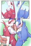 2:3 absurd_res after_sex anthro anus areola balls bianca_(m05) bisexual blush bodily_fluids breasts butt cum cum_in_ass cum_in_pussy cum_inside erection female generation_3_pokemon genital_fluids genitals hi_res human latias latios legendary_duo legendary_pokemon looking_at_viewer male male/female male/male mammal nintendo nipple_dip nipples penis pokemon pokemon_(species) presenting presenting_pussy pussy red_eyes smile spreading tongue zerokun135