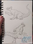 biped bipedal_feral butt facial_horn fangs feral head_crest head_horn horn male nose_horn quadruped scales scratching_butt scritches sharp_teeth solo sound_effects spiked_tail spikes spikes_(anatomy) tail teeth almightyrayzilla godzilla_(series) toho anguirus ankylosaurian ankylosaurid ankylosaurus dinosaur kaiju ornithischian prehistoric_species reptile scalie thyreophoran hi_res traditional_media_(artwork) watermark