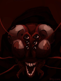 ambiguous_gender anthro creepy creepy_face creepy_smile curse first_person_view holy_b_narra imminent_death looking_at_viewer male nightmare_fuel red_carapace smile solo jujutsu_kaisen kurourushi animal_humanoid arthropod arthropod_humanoid blattodean cockroach cockroach_humanoid humanoid insect insect_humanoid monster 3:4 hi_res