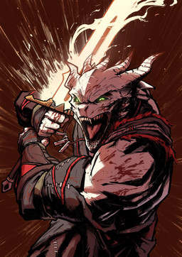 angry anthro armor biceps blood blood_on_face blood_on_hand bodily_fluids charging clothed clothing fangs gloves handwear holding_object holding_weapon horn jewelry looking_at_viewer male melee_weapon muscular muscular_male necklace open_mouth scales sharp_teeth simple_background solo spikes sword teeth weapon white_body white_scales meatconsumer137 baldur's_gate baldur's_gate_3 bioware dungeons_and_dragons electronic_arts hasbro larian_studios wizards_of_the_coast the_dark_urge_(baldur's_gate) dragonborn_(dnd) scalie digital_media_(artwork) hi_res
