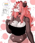 anthro belly_overhang biped breasts choker cigarette cleavage clothed clothing colored_nails duo female female/female freckled_breasts freckles geometric_background hair holding_cigarette holding_object horn jewelry lgbt_pride long_hair looking_back multi_nipple nails necklace nipples pink_hair pride_colors rainbow_flag rainbow_pride_flag rainbow_symbol red_horn shirt simple_background tank_top thought_bubble topwear white_background white_face sepulturegirl sophia_(sepulture_girl) american_opossum domestic_cat felid feline felis mammal marsupial virginia_opossum digital_media_(artwork) hi_res trans_(lore) trans_woman_(lore)