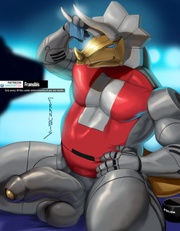 anthro balls big_penis flaccid foreskin genitals glistening glistening_body grey_body horn machine male musclegut muscular muscular_male penis polishing silhouette slightly_chubby solo text vein veiny_penis franubis hasbro takara_tomy transformers slag_(dinobot) wheeljack ceratopsian ceratopsid chasmosaurine dinobot_(species) dinosaur marginocephalian ornithischian prehistoric_species reptile robot scalie triceratops english_text hi_res
