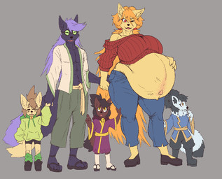 anthro athletic athletic_anthro athletic_male belly big_belly big_breasts breasts canon_couple family female group hair hand_holding huge_belly huge_breasts hyper hyper_belly hyper_pregnancy long_hair male male/female navel outie_navel ponytail pregnant pregnant_anthro pregnant_female young signirsol undertale_(series) undertale_yellow ceroba_ketsukane chujin_ketsukane kanako_ketsukane canid canine fox mammal daughter_(lore) father_(lore) father_and_child_(lore) father_and_daughter_(lore) mother_(lore) mother_and_child_(lore) mother_and_daughter_(lore) parent_(lore) parent_and_child_(lore) parent_and_daughter_(lore)