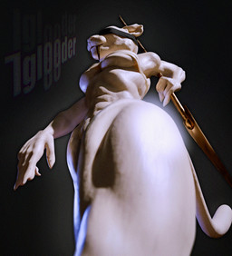 abs anthro bottomless breast_squish breasts clothed clothing female gold_(metal) gold_tooth low-angle_view marble_statue solo squish walking weapon wide_hips iglooder unity_(iglooder) felid feline mammal blender_(artwork) digital_media_(artwork) hi_res