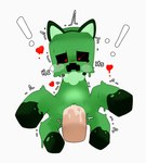 4_legs blush duo fake_cat_ears fake_ears female green_body heart_eyes heart_symbol male male/female sound_effects square_(anatomy) text thyotherhand microsoft minecraft mojang xbox_game_studios creeper_(minecraft)