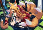 ambiguous_gender duo female feral fur humanoid_focus melee_weapon multi_tail orange_body orange_fur solo_focus sword tail water weapon konozawa animal_humanoid canid canid_humanoid canine canine_humanoid fox fox_humanoid humanoid mammal mammal_humanoid hi_res