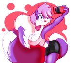 anthro big_breasts bottomwear breasts cellphone clothing crop_top electronics female hair hair_over_eye leaning leaning_forward midriff one_eye_obstructed phone selfie shirt shorts solo tongue tongue_out topwear solratic tiny_toon_adventures warner_brothers fifi_la_fume mammal mephitid skunk hi_res