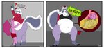 abdominal_bulge anthro belly big_butt big_female_small_male bodily_fluids burping burping_up_clothing burping_up_object butt dialogue digestion digestion_noises dissolving duo female female_pred fully_inside internal male male/female male_prey navel oral_vore overweight rumbling_stomach size_difference smothering stomach_acid sugar text vore wide_hips ashe_blackwood canid canine felid feline fox mammal absurd_res english_text hi_res trans_(lore) trans_woman_(lore)