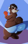 annoyed anthro big_butt bottom_heavy bulge butt clothed clothing clothing_pull gloves handwear huge_butt looking_back male skimpy slightly_chubby solo thick_thighs underwear underwear_pull wedgie possbooty guardians_of_the_galaxy marvel rocket_raccoon humanoid mammal procyonid raccoon absurd_res hi_res
