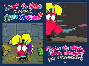 anthro blood bodily_fluids bone damage_numbers female hitting jumping muscular muscular_female punch skull solo stomping videogame_setting weapon roksim castle_crashers elizabeth_(roksim) chameleon lizard reptile scalie stompo animated