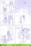 anthro boots clothing computer dialogue electronics footwear mailbox phone scarf shoes snow snowman socks text young aogami c_(chirmaya) canid canine fox mammal procyonid raccoon absurd_res comic english_text hi_res monochrome