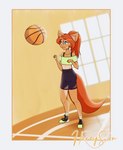 anthro ball basketball_(ball) clothing femboy hair male red_hair solo sunny honeyson canid canine fox mammal animated hi_res short_playtime