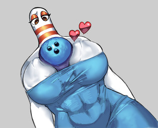 ambiguous_gender ball bare_shoulders between_breasts big_breasts big_eyes big_iris biped black_eyebrows blue_clothing blue_dress bowling_ball bowling_ball_between_breasts breasts brown_eyes bulging_breasts clothed clothed_female clothed_humanoid clothing curved_eyebrows dress duo dutch_angle eyebrows eyelashes eyeshadow female female/ambiguous glistening glistening_breasts glistening_clothing glistening_dress glistening_eyelids glistening_heart grey_background half-closed_eyes heart_symbol huge_breasts iris larger_female light_body light_skin long_eyelashes looking_at_another looking_down looking_down_at_another makeup markings mole_(marking) mole_under_eye monotone_background mouthless multicolored_body multicolored_skin narrowed_eyes not_furry pink_heart pupils red_body red_eyeshadow red_skin simple_background size_difference skimpy skimpy_dress smaller_ambiguous standing thick_thighs tight_clothing tight_dress two_tone_body two_tone_skin white_body white_breasts white_pupils white_sclera white_skin quattrant wyer_bowling_(meme) fuckable_pin horny_blue_bowlingball animate_inanimate humanoid 2025 digital_drawing_(artwork) digital_media_(artwork) hi_res meme