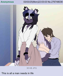 anthro bracelet claws clothing duo ear_piercing female finger_claws fluffy fluffy_tail fur gradient_background green_eyes hair hug interspecies jewelry male piercing purple_body purple_fur purple_hair shirt short_hair simple_background smile tail tail_hug teeth text tongue topwear sharkrags 4chan gundam dizzi_(sharkrags) human mammal mephitid skunk 2025 digital_drawing_(artwork) digital_media_(artwork) english_text hi_res