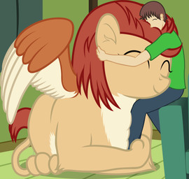 building duo feathered_wings feathers female hair house hug inside larger_female male size_difference smaller_male wings badumsquish hasbro my_little_pony mythology anon canella_(oc) fan_character generic_messy_hair_anime_anon equid equine felid horse human hybrid mammal mythological_creature mythological_sphinx pony 2016 absurd_res hi_res