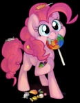 blue_eyes bodily_fluids candy cutie_mark dessert drooling eyelashes female feral food lollipop looking_at_viewer quadruped saliva solo tail wrapper ponee friendship_is_magic hasbro my_little_pony pinkie_pie_(mlp) earth_pony equid equine horse mammal pony 2011 alpha_channel