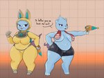 anthro belly belly_overhang big_belly big_breasts bodysuit bottomwear breasts clothing convenient_censorship crossgender dialogue female multiple_poses navel overweight overweight_anthro overweight_female pose ranged_weapon raygun short_stack skinsuit slightly_chubby slightly_chubby_anthro slightly_chubby_female solo spacesuit spats tail thick_thighs tight_clothing towel towel_around_neck under_boob united_states_of_america weapon wide_hips yellow_bodysuit yellow_clothing yellow_skinsuit noirebun asian_mythology east_asian_mythology japanese_mythology level-5 mythology yo-kai_watch usapyon_(yo-kai_watch) mammal mustelid otter spirit yokai hi_res