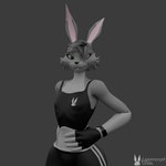 anthro athletic_wear black_clothing clothing fur green_eyes grey_background grey_body grey_fur looking_at_viewer male simple_background solo lagomorph_dude blender_cycles warfare_machine gin_(lagomorph_dude) rabbit_(lagomorph_dude) lagomorph leporid mammal rabbit 1:1 3d_(artwork) blender_(artwork) digital_media_(artwork) hi_res watermark