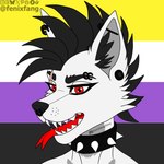 alternative_fashion ambiguous_gender anthro choker emo forked_tongue goth jewelry mohawk multiple_piercings necklace piercing punk solo tongue fenixfang canid canine canis mammal maned_wolf wolf 1:1 hi_res