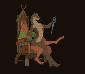 ambiguous_penetration anthro bottomless bottomless_male chair clothed clothing dagger duo female furniture holding_dagger holding_melee_weapon holding_object holding_weapon male male/female medieval melee_weapon nude nude_female penetration simple_background throne throne_sex weapon garbagegarage eurasian_red_squirrel mammal mustelid musteline rodent sciurid stoat tree_squirrel true_musteline weasel hi_res