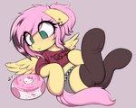 alternative_fashion bottomwear clothed clothing female footwear fully_clothed hair hotpants legwear piercing pink_hair shorts simple_background socks solo thigh_highs moozua friendship_is_magic hasbro my_little_pony fluttershy_(mlp) equid equine horse mammal pony hi_res