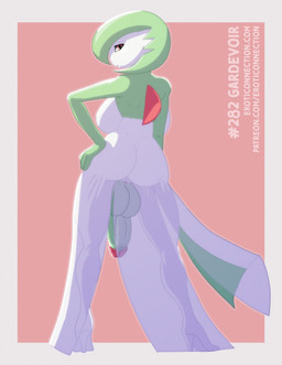 anthro balls breasts butt clothing eroticonnection genitals herm intersex looking_at_viewer looking_back looking_back_at_viewer penis solo translucent translucent_clothing vulva etan game_freak nintendo pokemon gardevoir generation_3_pokemon mammal pokemon_(species) hi_res