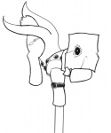 alternate_species bag clothing cutie_mark doctor feral looking_at_viewer male medical_instrument ponification scalpel scientific_instrument simple_background solo surgical_instrument uhoh white_background gingeralesy arc_system_works guilty_gear hasbro my_little_pony faust_(guilty_gear) equid equine horse mammal pony crossover monochrome