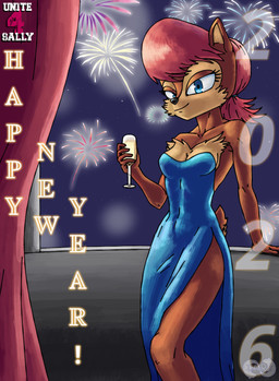 5_fingers alcohol anthro athletic athletic_female beverage biped blue_clothing blue_dress blue_eyes breasts champagne champagne_glass clothing container cup dress drinking_glass evening_gown facial_tuft female fingers glass glass_container glass_cup hair red_hair scut_tail short_tail side_slit slit_dress smile soft_abs solo standing tail tuft infinirat new_year_2026 sega sonic_the_hedgehog_(satam) sonic_the_hedgehog_(series) sally_acorn chipmunk ground_squirrel mammal rodent sciurid absurd_res digital_media_(artwork) hi_res