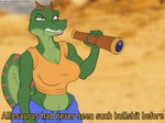 angry anthro big_breasts breasts clothed clothing female non-mammal_breasts solo tail telescope text wide_hipped_female wide_hips trias dinosaurs_inc. robin_savage allosaurid allosaurus dinosaur prehistoric_species reptile scalie theropod 2021 4:3 english_text meme reaction_image