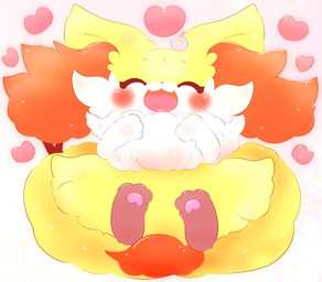 :3 ^w^ accessory ambiguous_anthro ambiguous_gender anthro biped blush chibi dipstick_tail eyelashes flower flower_in_hair fluffy front_view hair hair_accessory heart_symbol markings nude_ambiguous nude_anthro object_in_tail open_:3 open_mouth open_smile plant sitting smile solo stick stick_in_tail tail tail_markings thick_eyelashes mirura nintendo pokemon braixen canid generation_6_pokemon mammal pokemon_(species) 2022 colored digital_drawing_(artwork) digital_media_(artwork) full-length_portrait japanese_description portrait translated_description