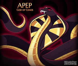 black_body coiling fangs feral gold_body male red_eyes serpentine smile solo tail teeth sentypurr egyptian_mythology middle_eastern_mythology mythology apep apophis cobra deity reptile scalie snake hi_res